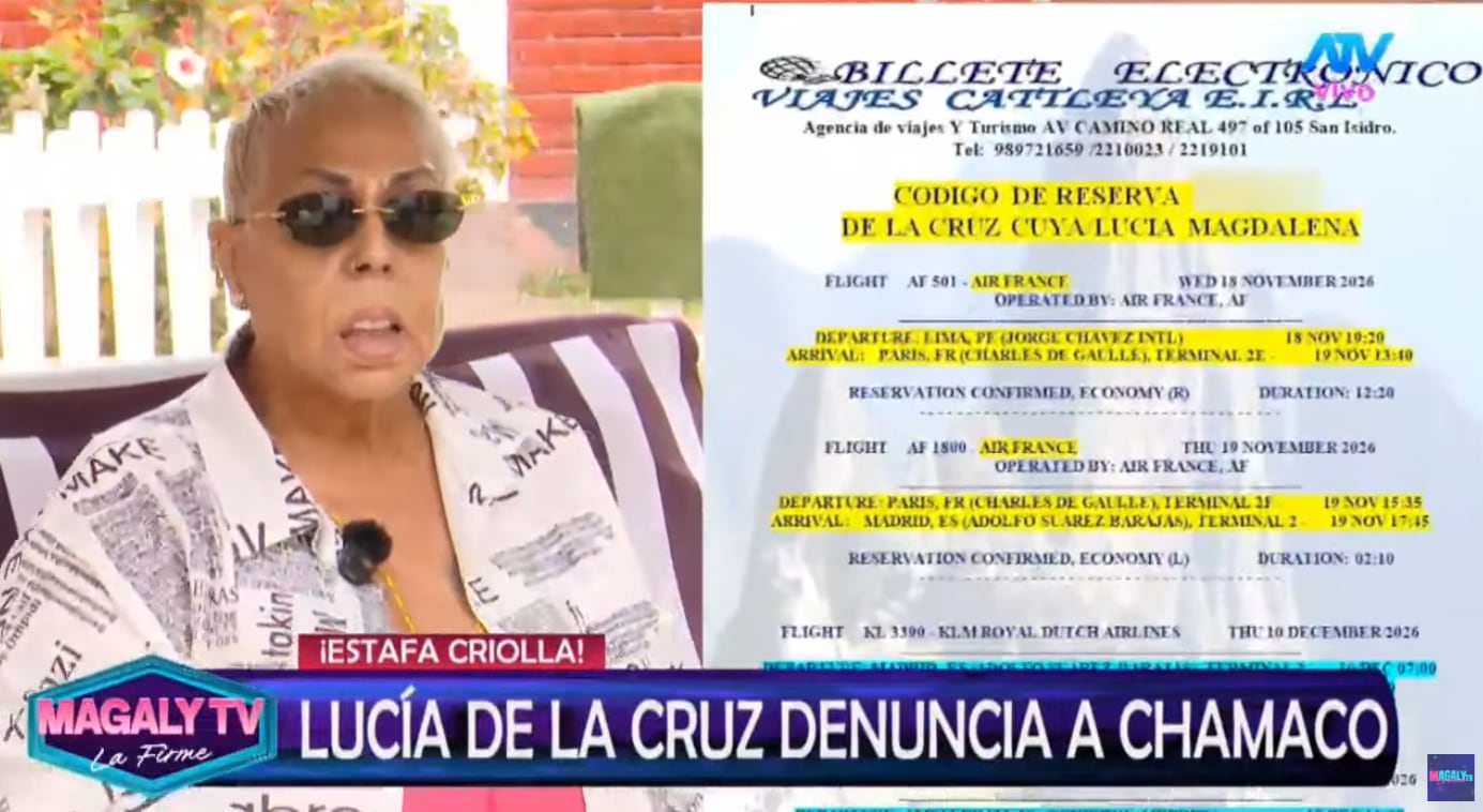 Lucía de la Cruz afirma que Luisito Caycho le envió pasajes aéreos para que cumpla con la gira musical, pero los boletos no estaban comprados, solo reservados.
