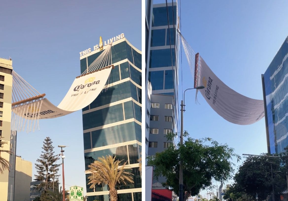 La 'aparición' de una hamaca gigante en Miraflores se volvió viral rápidamente. (Foto: Difusión)