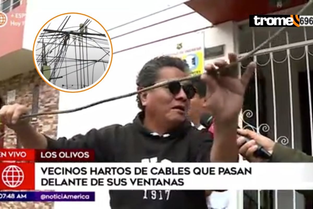 Vecinos se quejan de la peligrosidad de los cables que cuelgan frente a sus viviendas. (América TV)