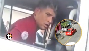 Taxista extranjero fuga de intervención en San Borja: Arrastra a policía y atropella a sereno