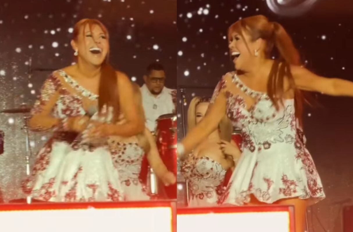 Magaly Medina subió al escenario y bailó en el aniversario de La Bella Luz. (Foto: Captura de video)