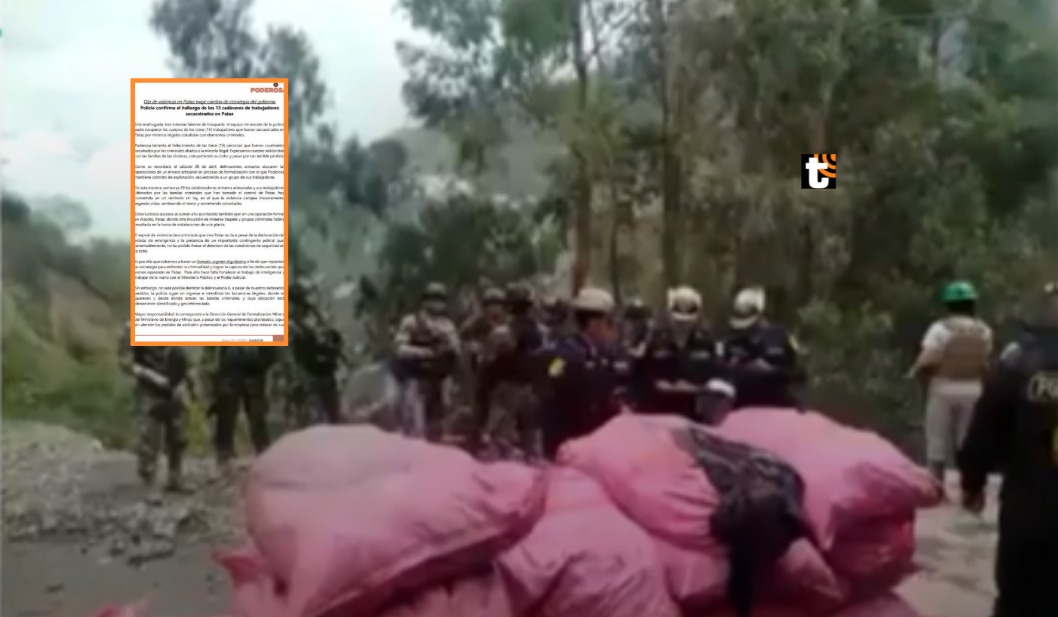 Minera Poderosa se pronuncia tras asesinato de 13 trabajadores.