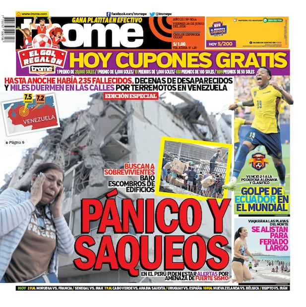 portada Trome viernes 26 de junio de 2026
