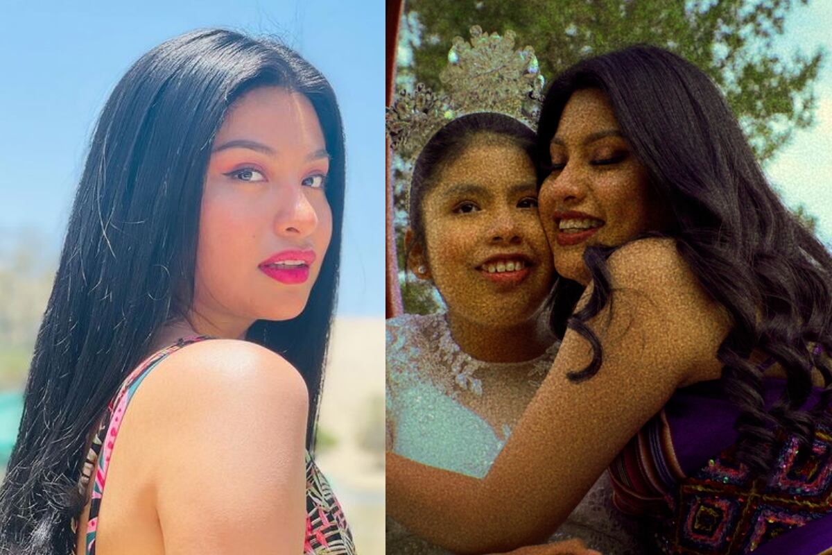 Wendy Sulca junto a su hermana en el video musical de la canción "Mi ángel". (Foto: @wensulca/Captura YouTube).