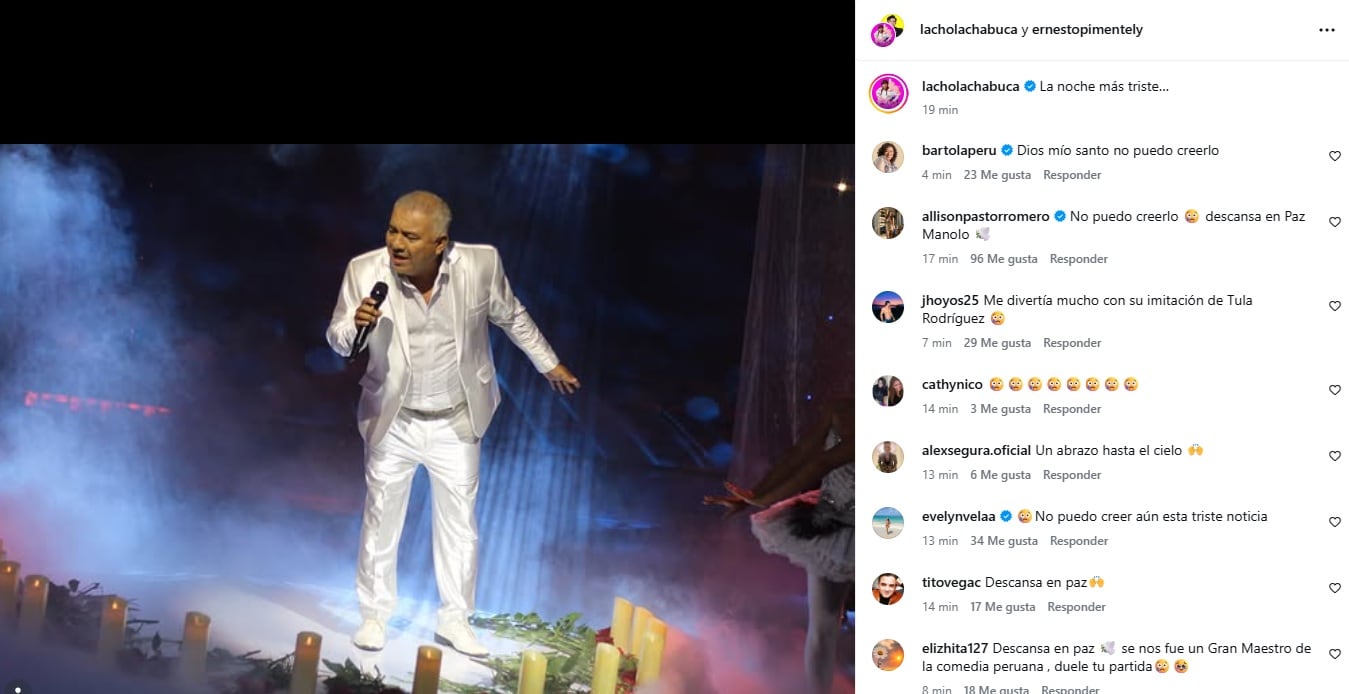 La publicación de Ernesto Pimentel por la muerte de Manolo Rojas. (@photo.gec)