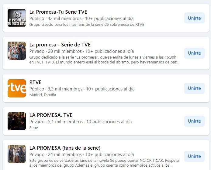 Grupos en redes sociales de "La promesa" (Foto: Facebook)