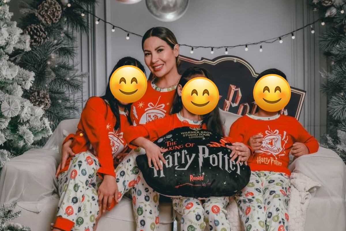 Pamela López y sus hijos con Christian Cueva