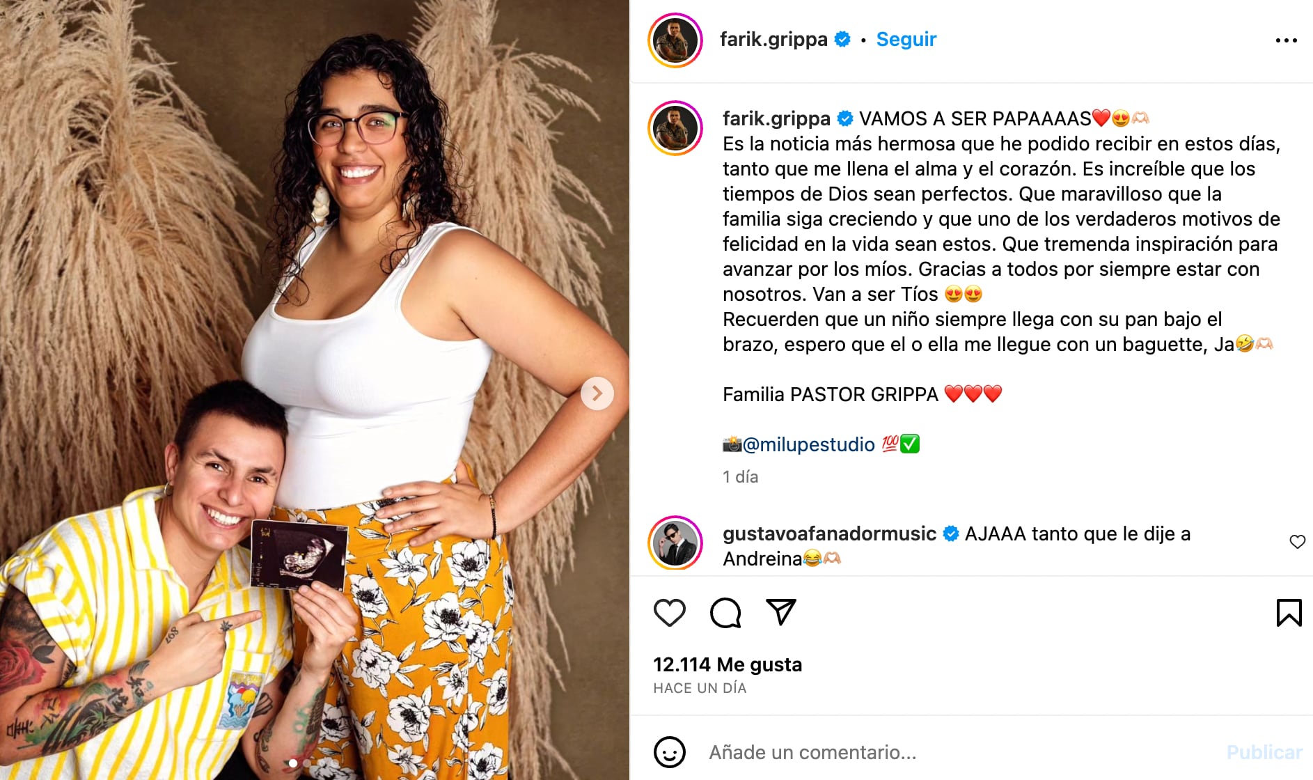 Farik Grippa anuncia que se convertirá en padre por segunda vez