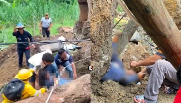 TROME | Rescatan a mujer que quedó atrapada bajo una roca tras caída de huaico en Amazonas. Video: X