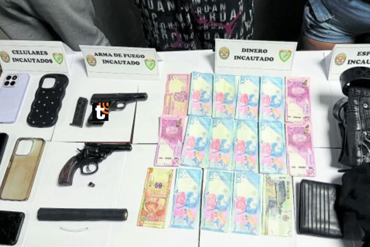 Se incautó dos armas de fuego, municiones, un cartucho de dinamita, la moto usada en el ataque y mil 400 soles.