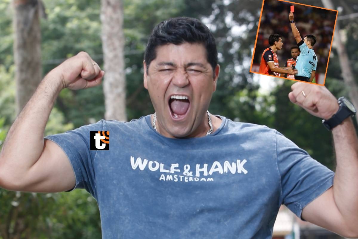 Sergio El Checho Ibarra 'le dio con palo' al árbitro Kevin Ortega. (@gec)