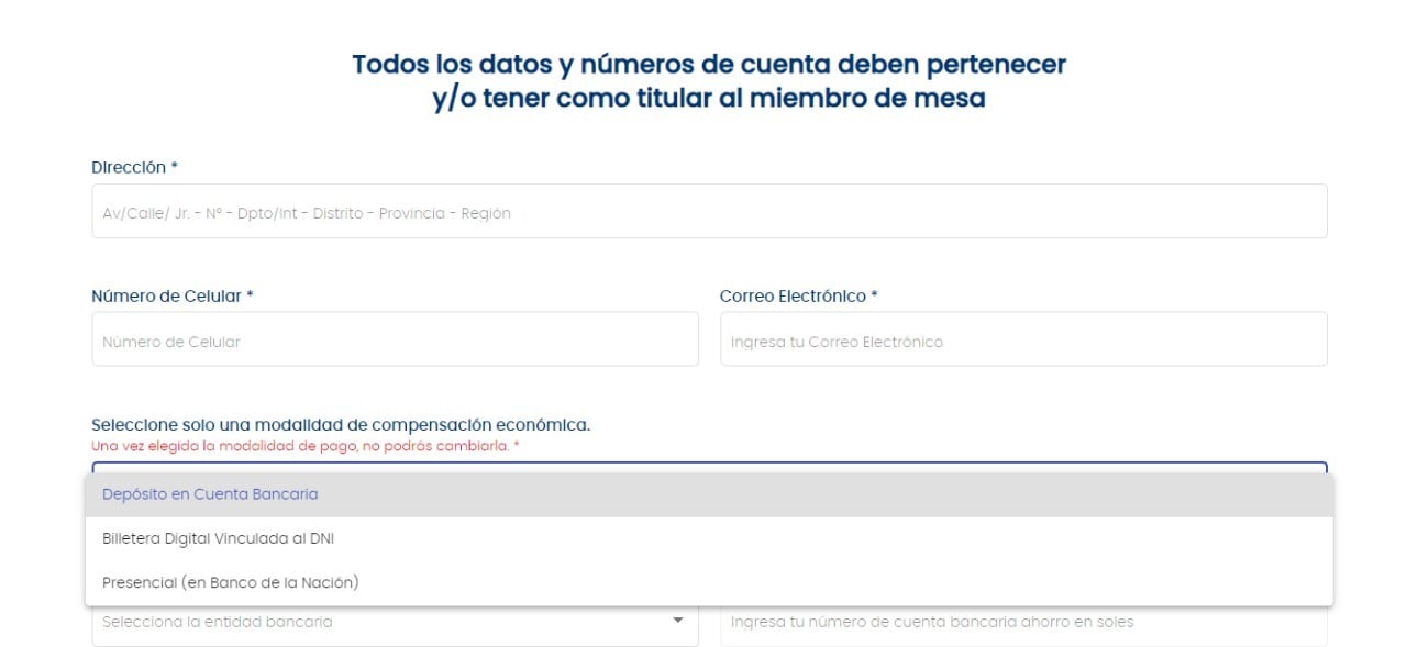En este último paso también debes consignar tu dirección, número de teléfono celular y una dirección de correo electrónico.