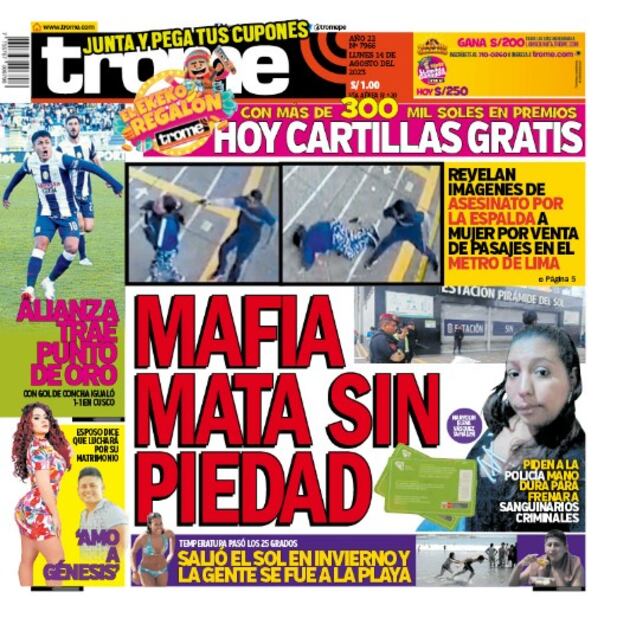 Portada Trome 14/08/2023