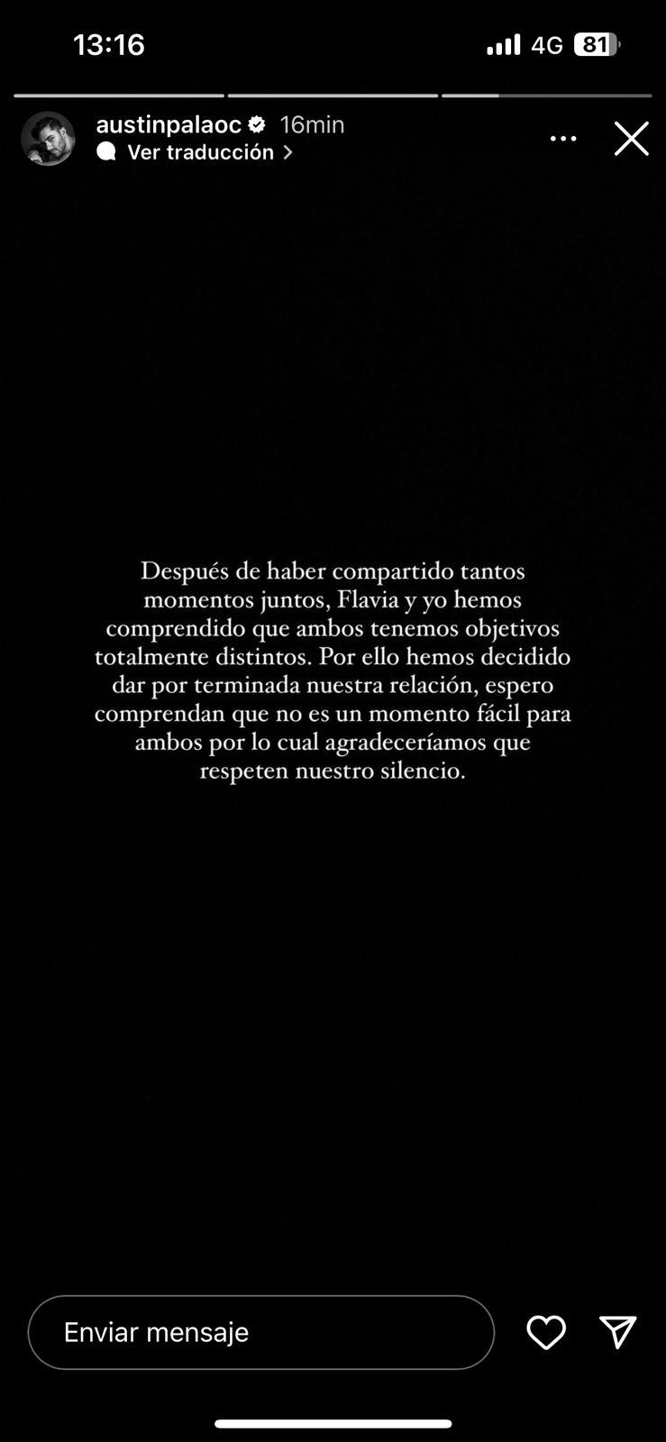 Comunicado de Austin Palao