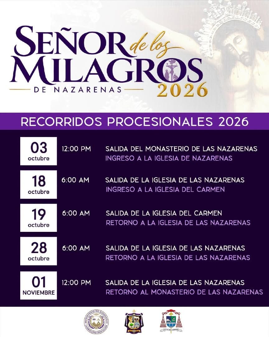 Agenda del Señor de los Milagros 2026