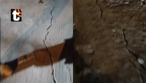Las primeras imágenes del terremoto mostraron cómo el suelo de algunas calles de Arequipa se agrietó.