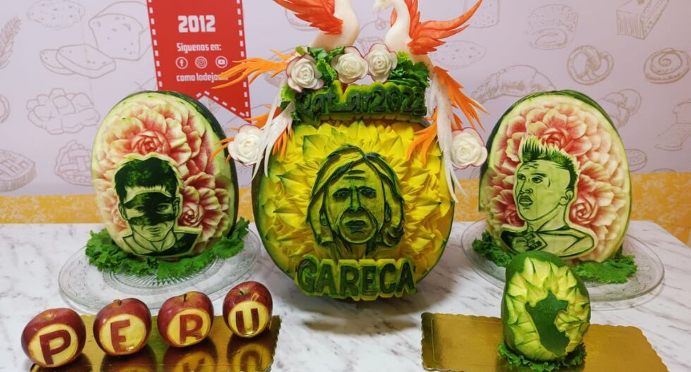 Artista talló el rostro de Ricardo Gareca en un zapallo y la cara de Christian Cueva y Gianluca Lapula en dos enormes sandías