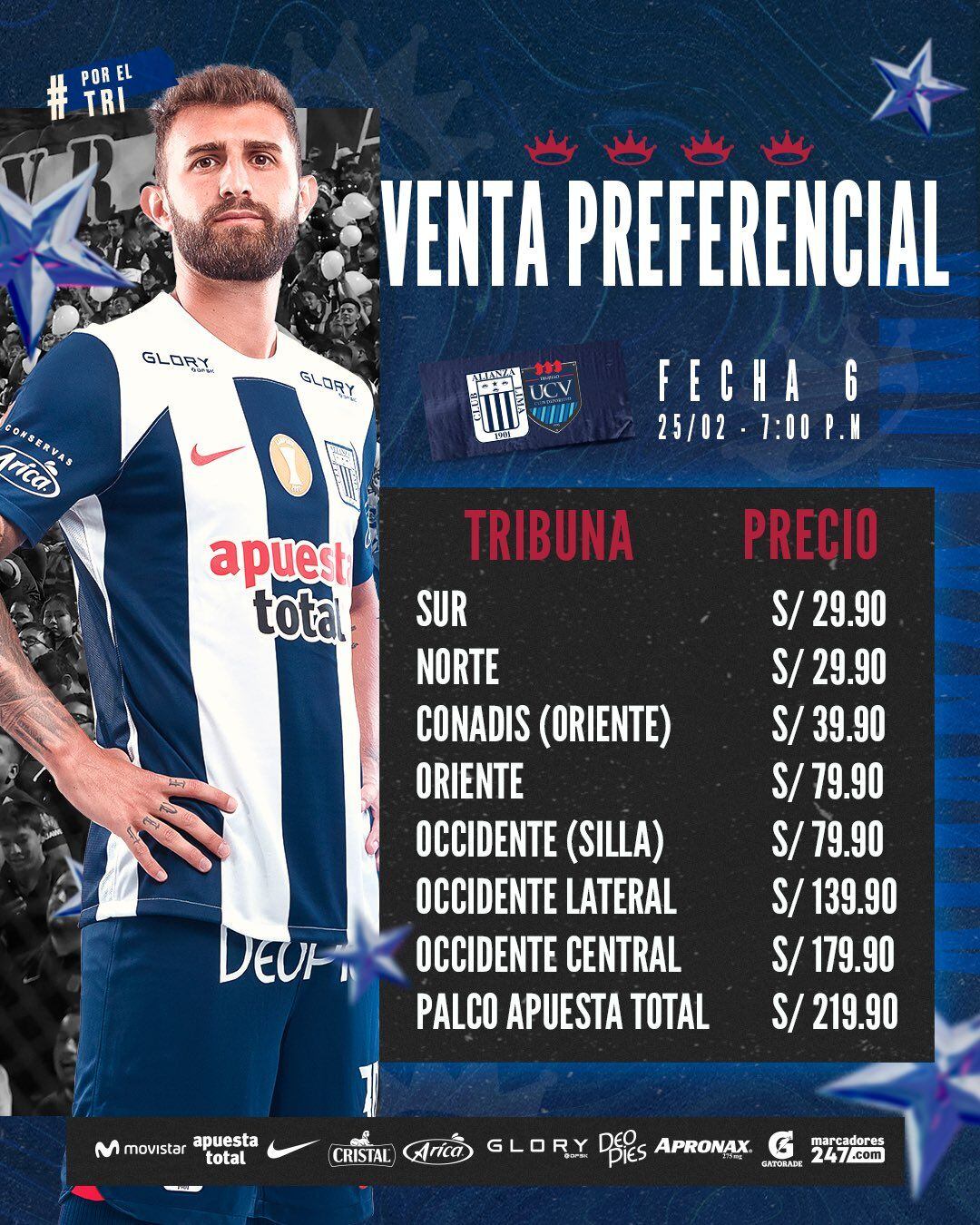 Alianza Lima vs César Vallejo. Precios de las entradas