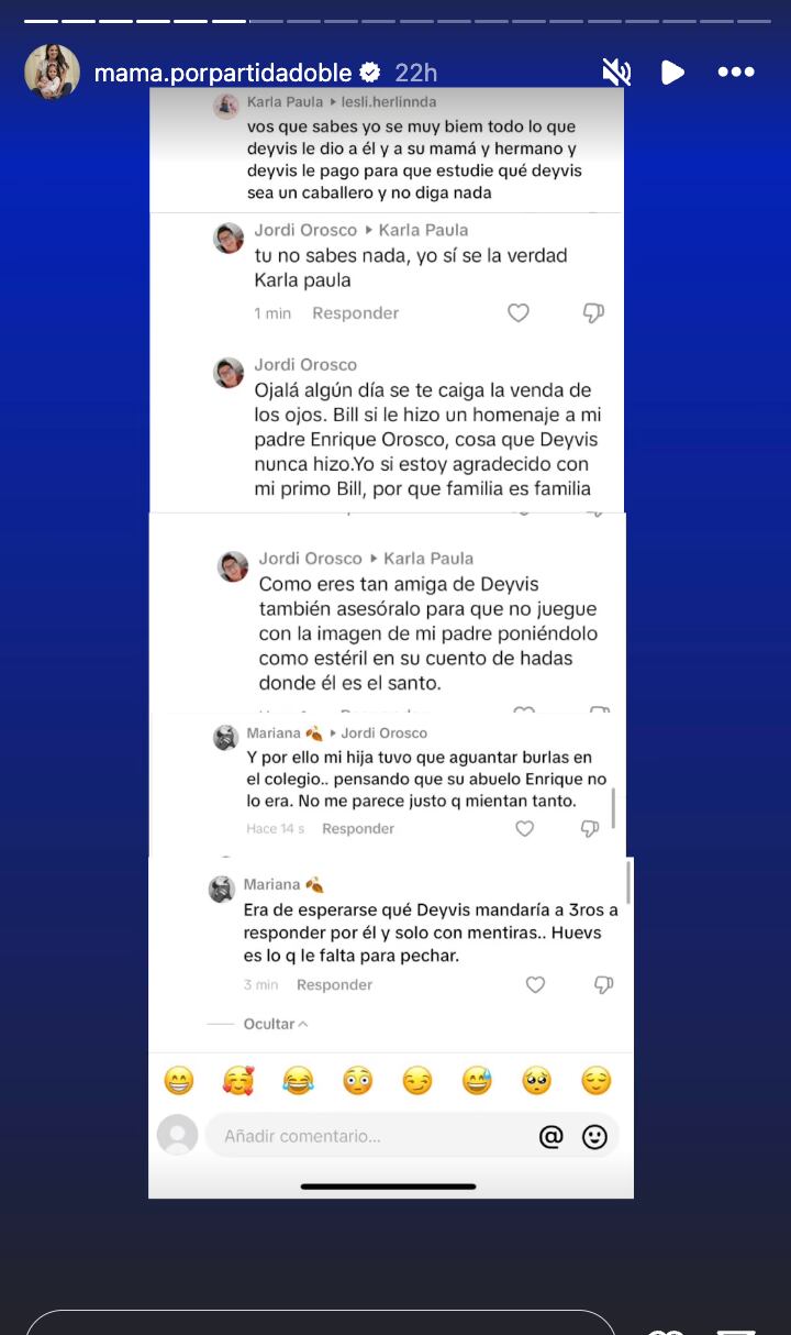 Andrea San Martín expone mensajes de primo de Deyvis