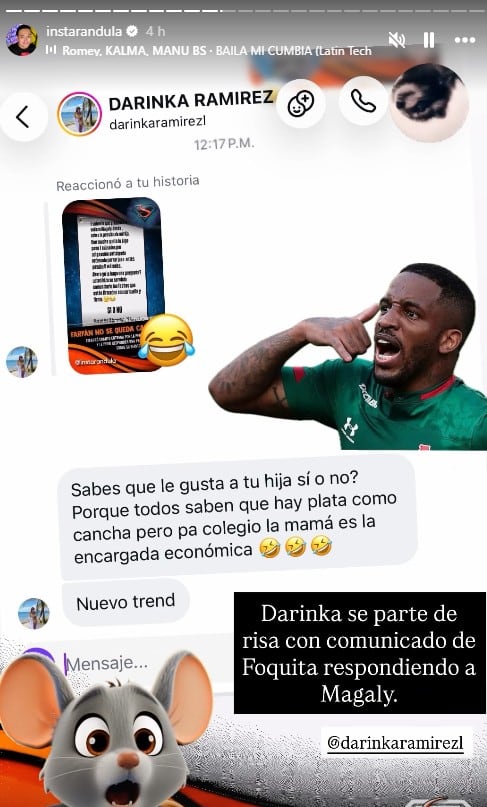 Darinka Ramírez responde a Jefferson Farfán con contundente mensaje.