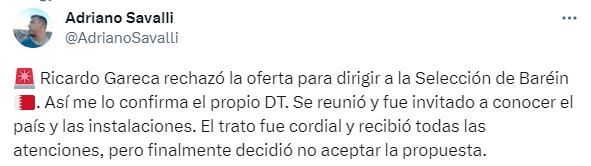 Ricardo Gareca decidió no seguir su carrera en la selección de Bahrein. Foto: Captura.