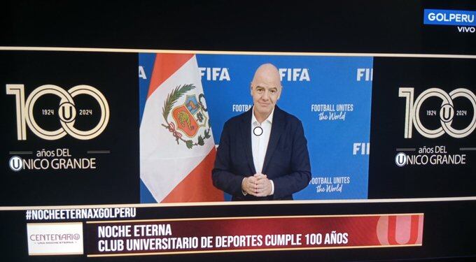 Presidente de la FIFA sorprendió con extenso saludo a Universitario en su día (@golperu)