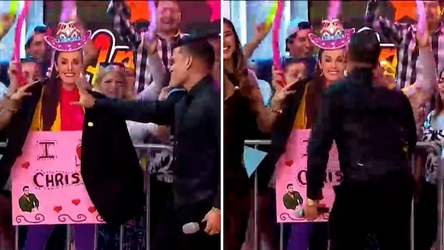 ¡Le dio su besito! Christian Domínguez bromea con Rebeca Escribens en su ausencia