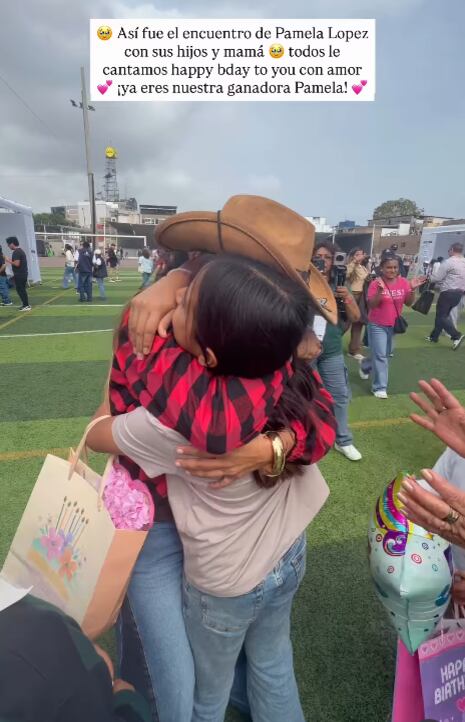 Pamela López tuvo emotivo encuentro con sus hijos previo a su cumpleaños.