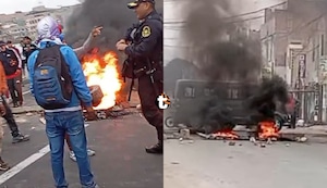 Paro nacional de transportistas: Queman llantas para bloquear la Panamericana Norte