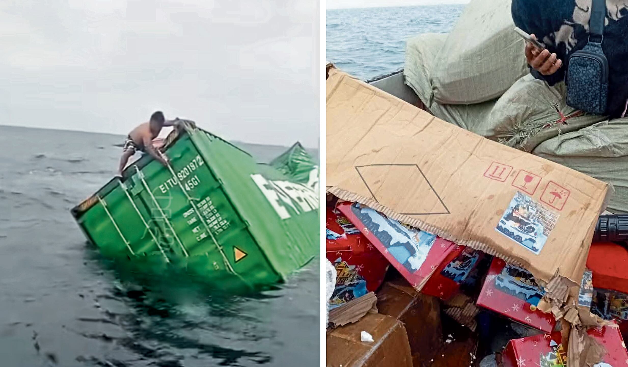 Pescadores “cazan” mercadería salida de contenedores: Se apropian de objetos flotantes en la bahía