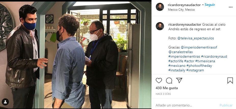 Andrés Palacio está de regreso a las grabaciones (Foto: Instagram)