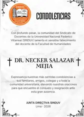 Organizaciones vinculadas a la comunidad universitaria lamentaron la muerte del profesor Nécker Salazar Mejía.