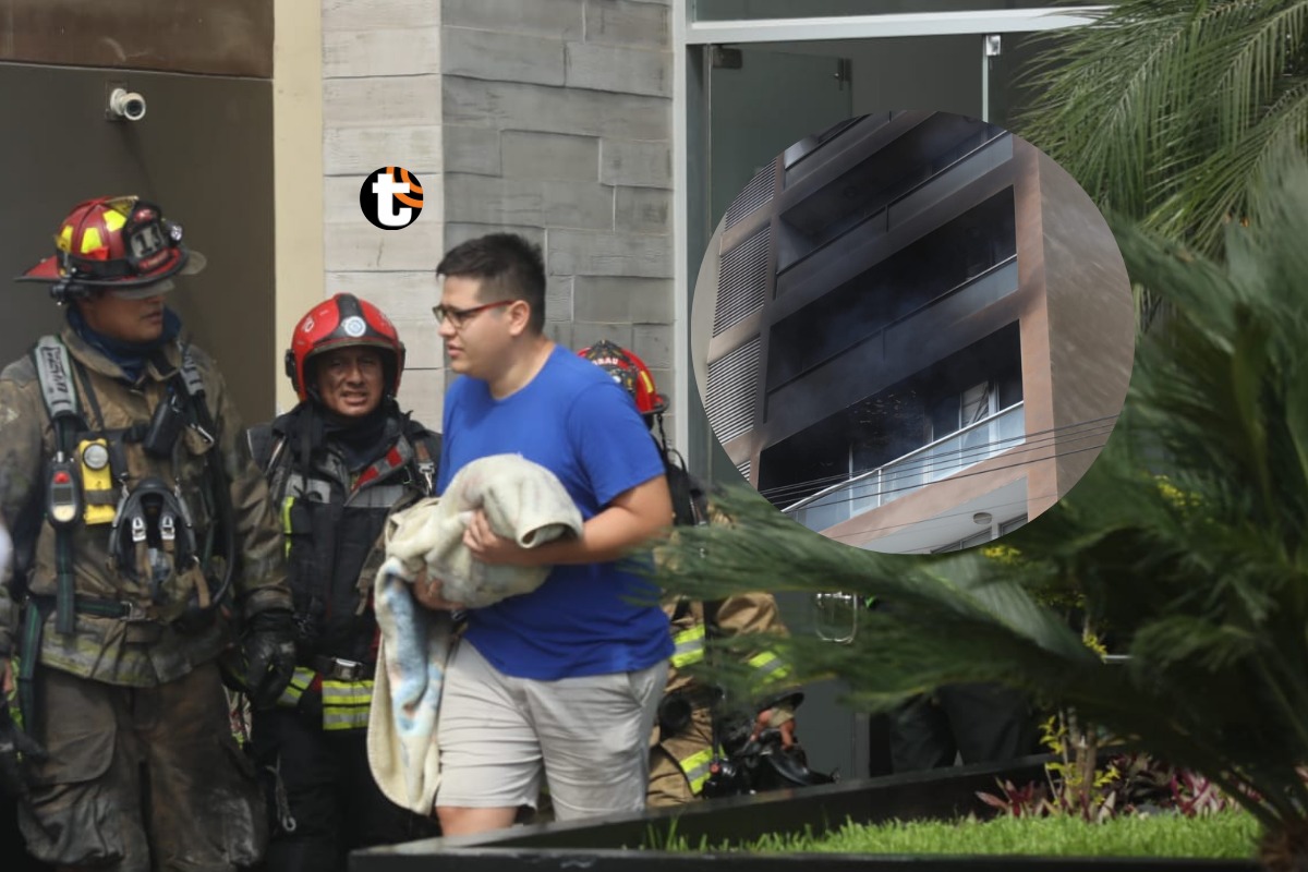 Una mascota falleció producto de la asfixia, tras incendiarse departamento en el quinto piso. Fotos: Diana Marcelo/@photo.gec