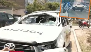 Lince: Patrullero da dos vueltas de campana por impactante choque en la avenida Petit Thouars | VIDEO