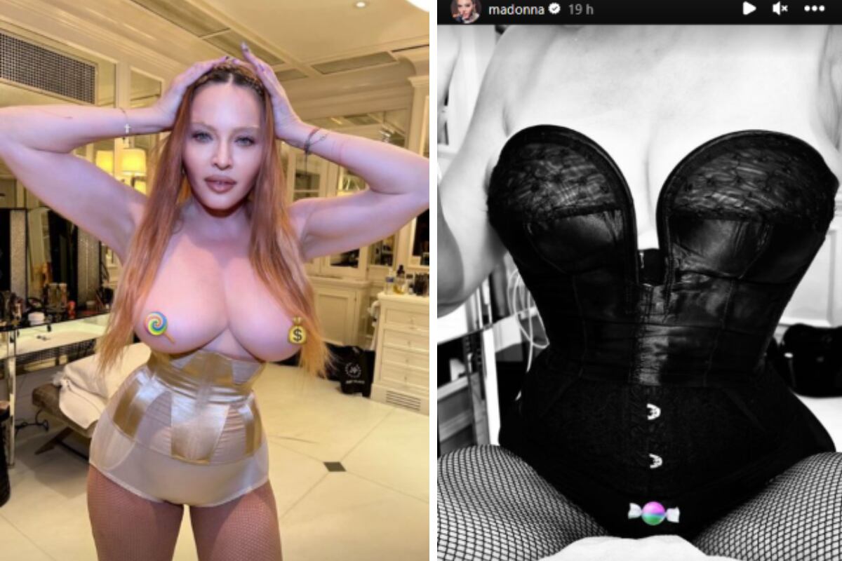 La cantante de 64 años publicó una foto en toples y otra en corsé. (Foto: @madonna)