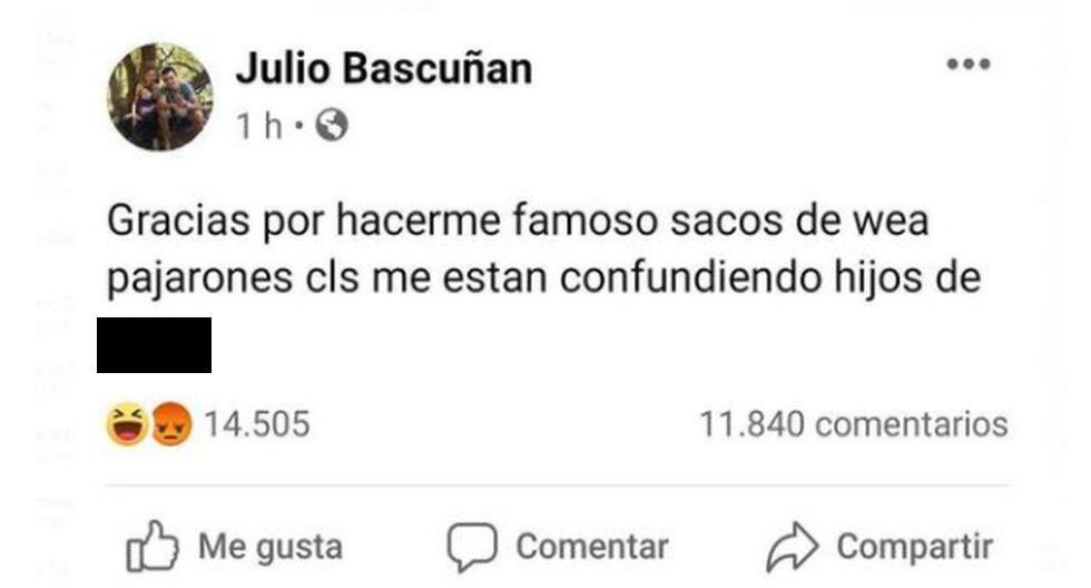 Confunden a otro Julio Bascuñán. (Facebook)