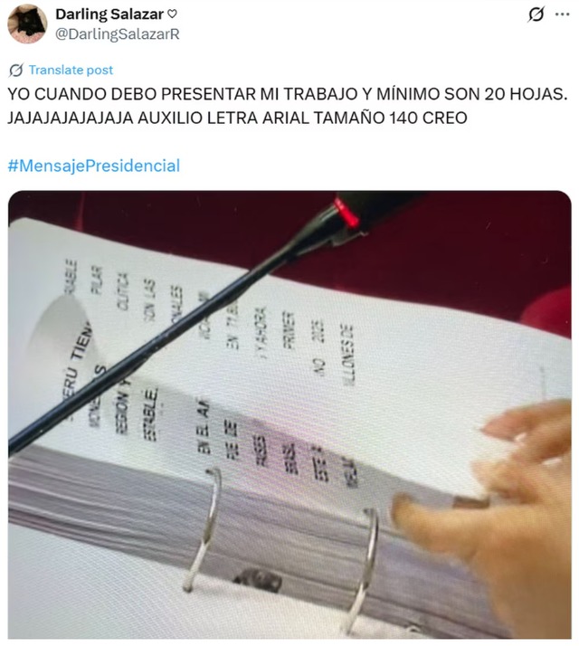 Usuarios crean divertidos memes por el extenso discurso de Dina Boluarte.