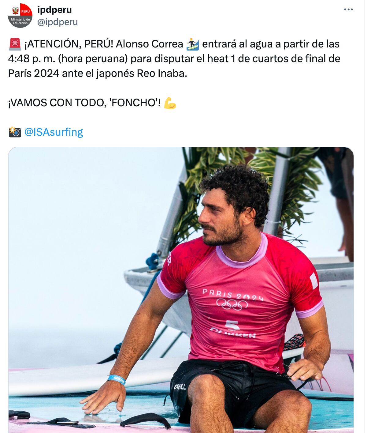 El horario de competencia de Alonso Correa según IPD