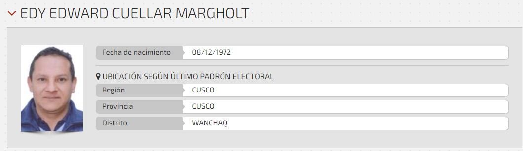 Candidato a Gobernador Regional 2022. (Foto: Infogob)