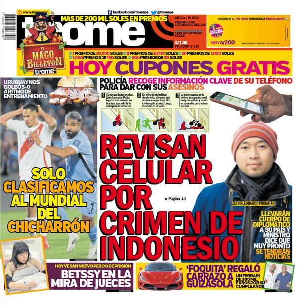 Portada Trome viernes 5 de septiembre de 2025