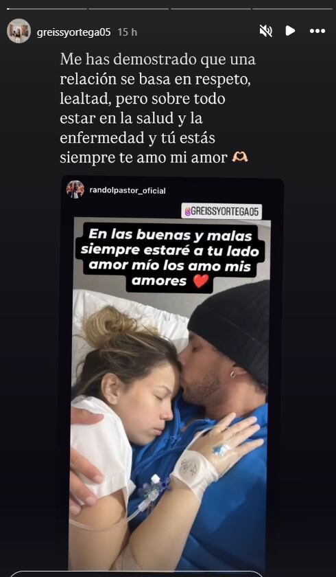 Greissy Ortega hospitalizada por baja hemoglobina.