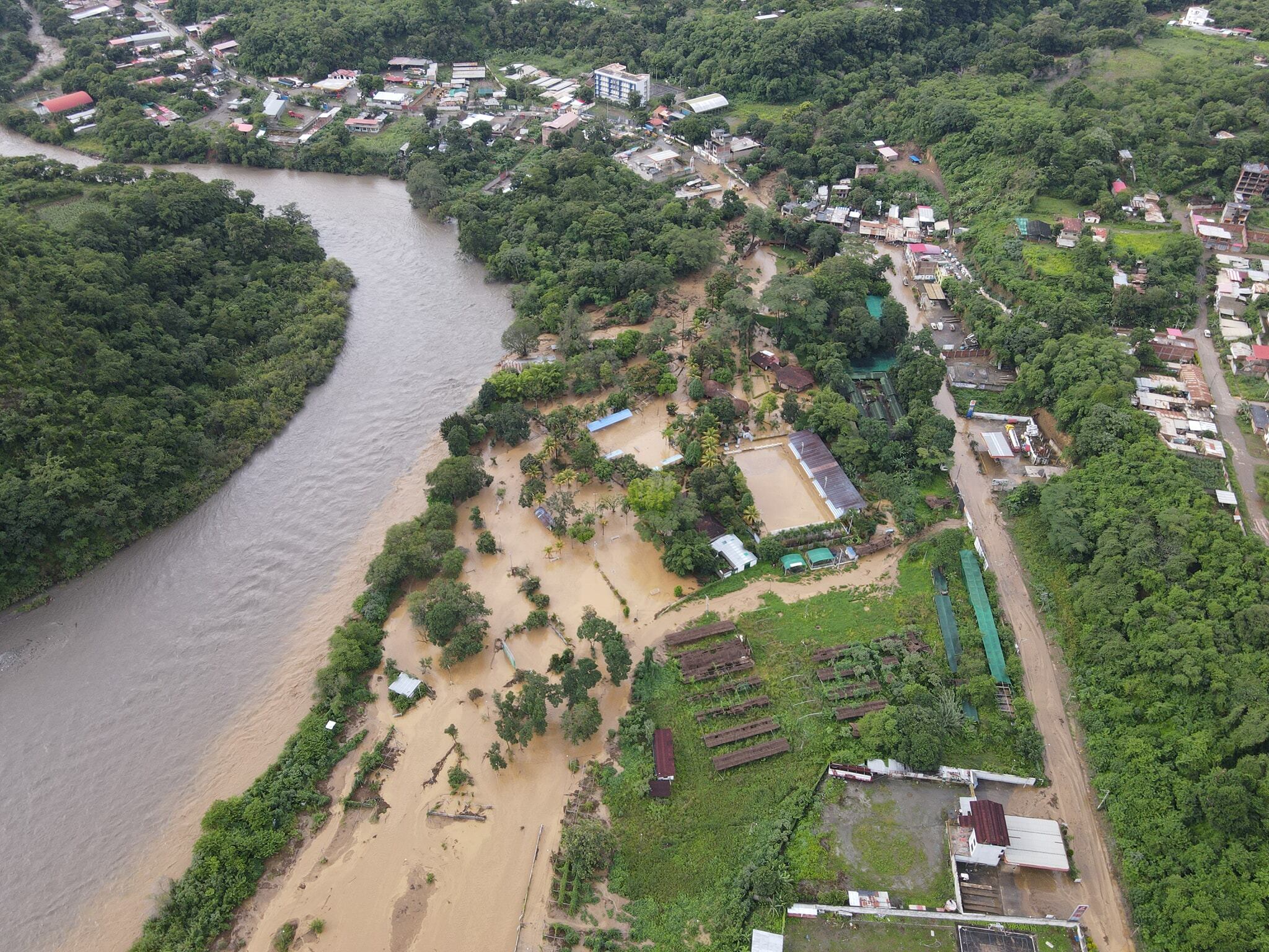 Vista aérea de las localidades afectadas por este fenómeno natural (Foto: Municipalidad Provincial de La Convención)