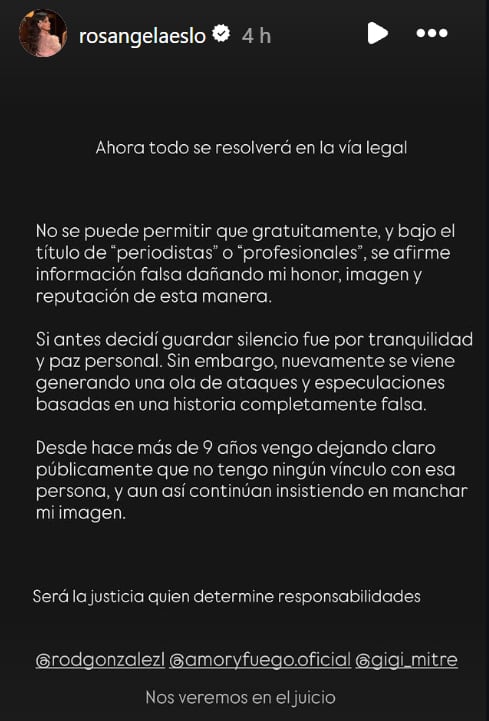 Rosángela Espinoza anuncia acciones legales contra 'Amor y Fuego' y niega relación extramatrimonial con Christian Cueva.