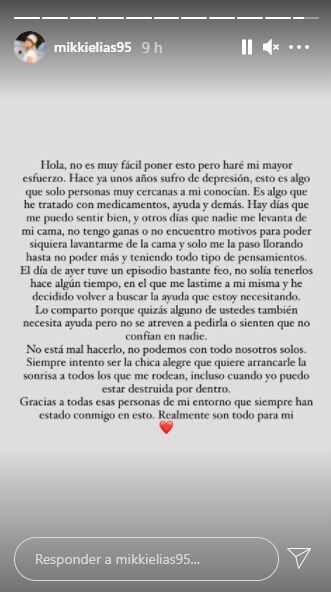 Michela Elías se sinceró y habló de su lucha contra la depresión. (Foto: Captura de IG)