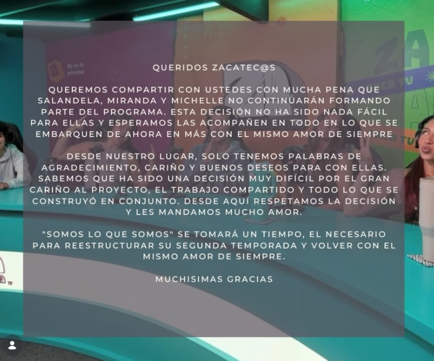 Zaca TV lanza comunicado y genera cientos de reacciones. Anuncian que sí tendrán segunda temporada.