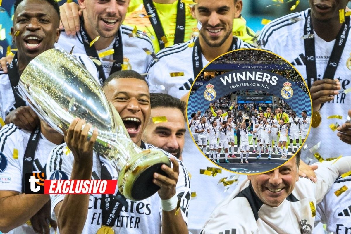 Kylian Mbappé festejo su primer título con Real Madrid (Foto: EFE)