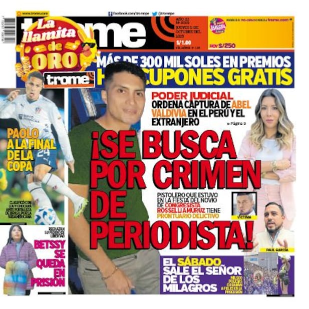 Portada impresa de Trome del jueves 5 de octubre de 2023
