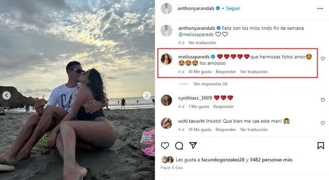 El último post romántico de Anthony Aranda a Melissa Paredes a días de terminar.