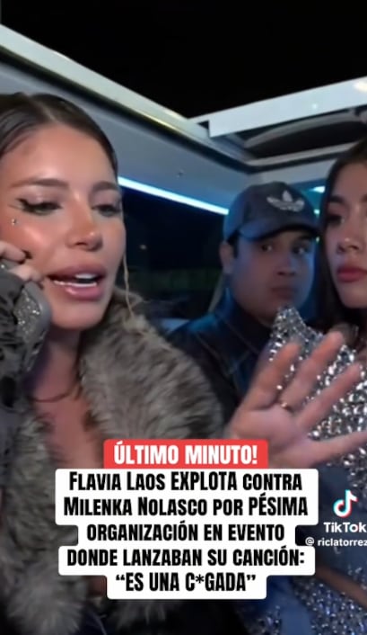 Flavia Laos incómoda con Milenka Nolasco y la organización del evento donde lanzaban su nueva canción.