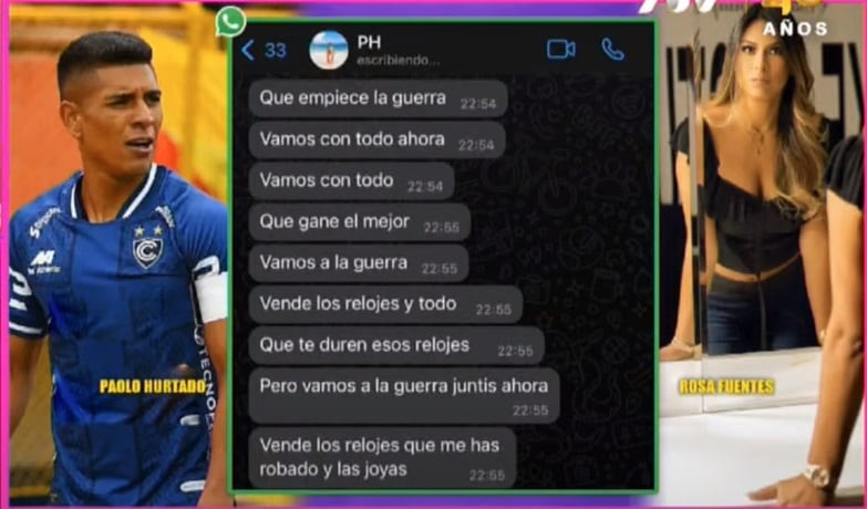 Paolo Hurtado generó indignación por los chats con la mamá de sus hijos, Rosa Fuentes. (Captura Magaly TV, La Firme)